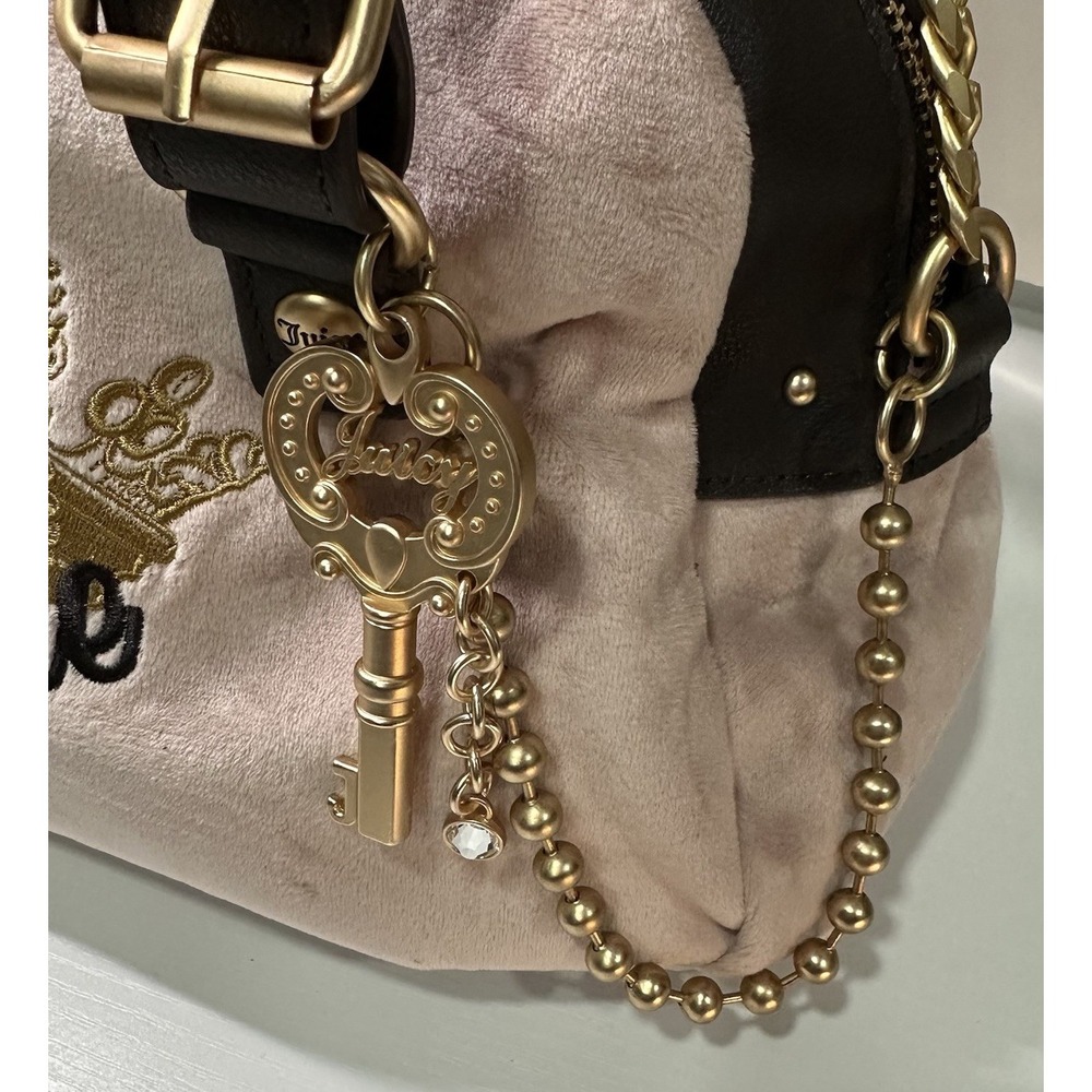 Juicy Couture Satchel Bag The Key To Juicy Blush Chocolate Velour NWT - Picture 14 of 16